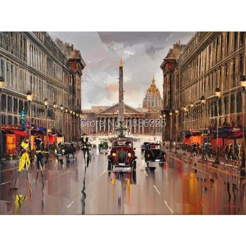 1 Panel Wall Decor Modern Art Set Beautiful City Street scenery palette knife hand painted Oil carving knife Painting on Canvas