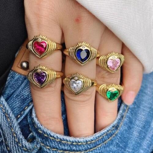 10PCS, Fashion Crystal Heart Shaped Wedding Rings For Women Gold Ladies Engagement Rings Jewelry Party Gifts Accessories