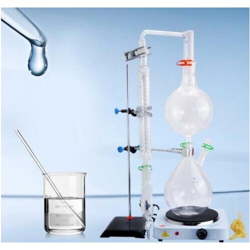 2000ml Lab Apparatus,W/Hot Stove,Graham Condenser,Essential Oil Steam Distillation Kit High quality NE