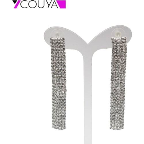 2016 Jewelry Stud Earrings for Women Brincos Mujer Jewelry Women Fashion long strip Crystal Earrings Bijoux E10006