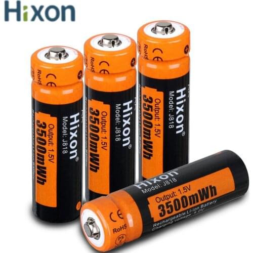 4pc 3500mWh 1.5V AA Lithium Rechargeable Battery , Constant High Efficiency Output 1200 Cycles. Separate Charger Purchase