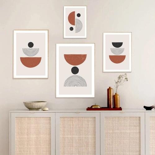 Abstract Sun Art Prints Lines Canvas Painting Geometry Shape Minimalist Wall Art Poster Boho Print Wall Pictures Home Decoration