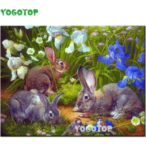 Full drill square rabbit diamond painting animal iris 5d diamond embroidery accessories round stone diamond mosaic decor YY5230