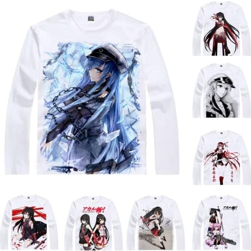 Coolprint Anime Shirt Akame ga KILL T-Shirts Multi-style Long Sleeve Night Raid Akame Slashes Cosplay Motivs Kawaii Shirts