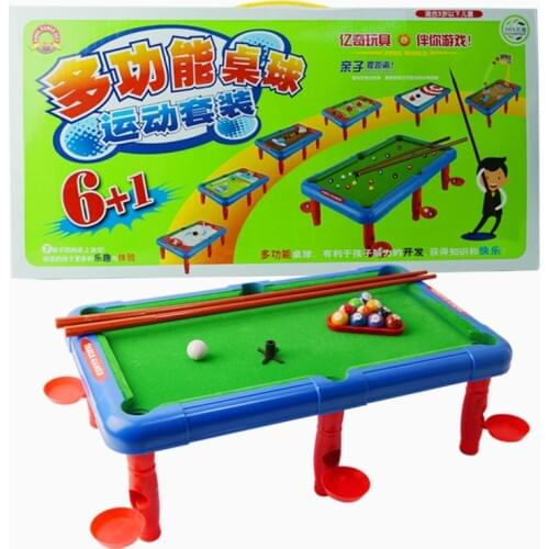 Free shipping New Children Big Household 7 different Sport Table Games Plastic Functional 6+1 Household Table games for Kids