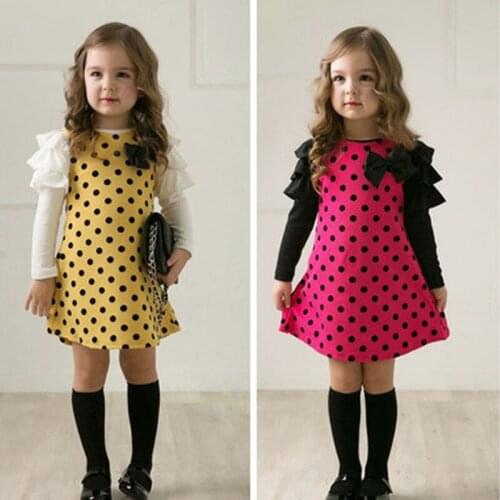 BFORTUNE Wholesale Girls Summer Dress Brand Baby Girls Dress Retro Cotton Kids Dresses For Girls Dot Children Clothes Robe Fille