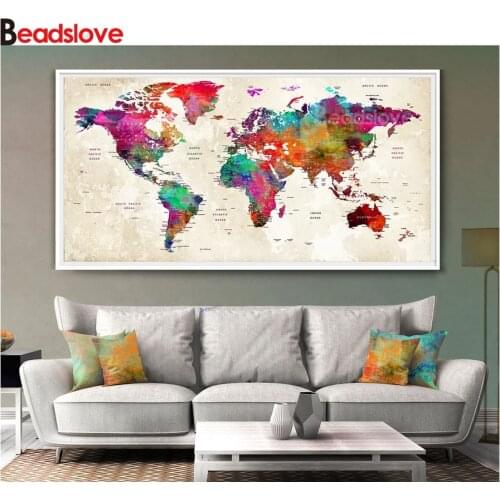 DIY 5D Diamond Painting Colorful Travel world map Embroidery large home Decoration Full Square/Round Rhinestone Mosaic art