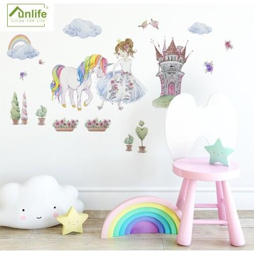 Funlife® Girl With Unicorn Wall Stickers Decorative Stickers Vinyl Children Wall Decals Home Decoration Kids Bedroom Wallpaper