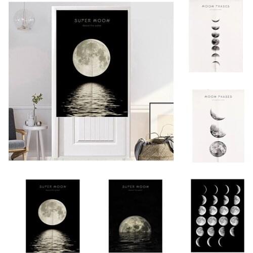 Geometric Black White Moon Partition Door Curtain Bedroom Decoration Half Panel Curtain Home Decoration Geomantic Curtain