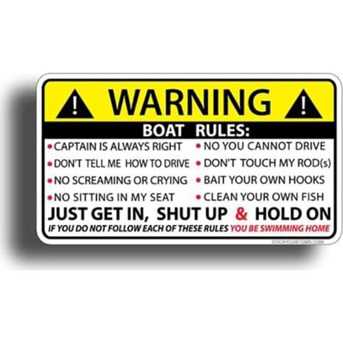 Hot Car Sticker for BOAT RULES Warning Accessories Vinyl Car Styling Cover Scratches Waterproof Motorcycl PVC 13cm X 7cm