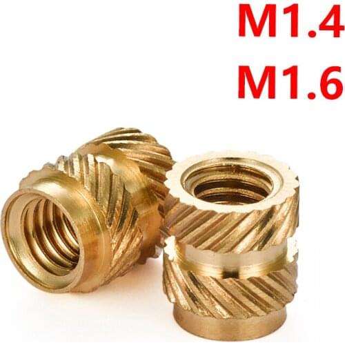 M1.4 M1.6 Brass Embedded Thread Nut Knurled Brass Threaded Heat Set Heat Resistant Insert Embedment Nut For Phone 100pcs