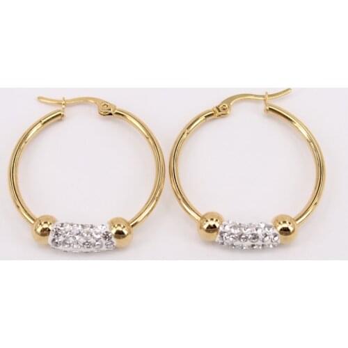 20mm-70mm 4.2g-11.8g Gold color stainless steel earrings for men and women of the new round crystal earrings column LH965