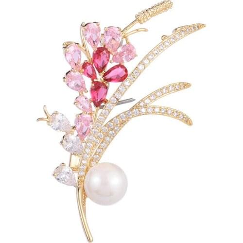 2021 New Fashion Wheat Ears Pearl Corsage Women Lapel pins значки Badges брошь женская Designer Statement Flower Brooches Pins f