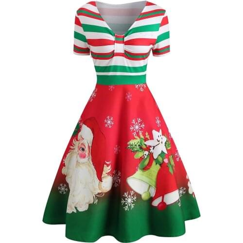 New Santa Christmas Vintage Swing Flare Dress Retro 50s Xmas Rockabilly Pin Up