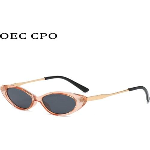 OEC CPO Fashion Cat eye Sunglasses Women Vintage Small Frame Sun Glasses Ladies Brand Designer Metal Eyeglasses Female Eyewear
