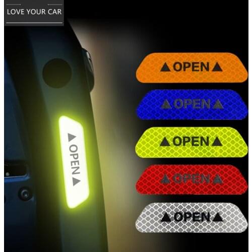4 PCS Car Stickers Reflective Strips Car Door Safety Warning Stickers