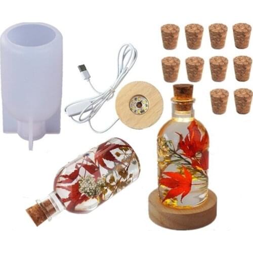 DIY Silicone Epoxy Resin Mold Bottle Night Light Silicone Mold LED Night Lamp Holder Bottle Silicone Mold Hand-made Home Decor