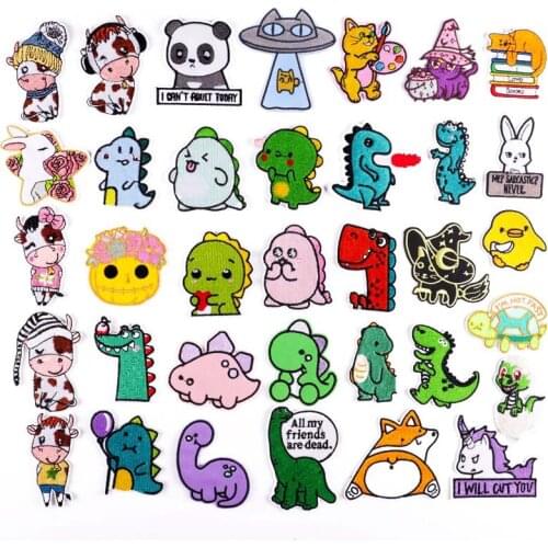 Cute Dinosaur Embroidered Patches On Clothes Kids Applique Iron On Cartoon Animal Patch Clothing Thermoadhesive Patches Badges