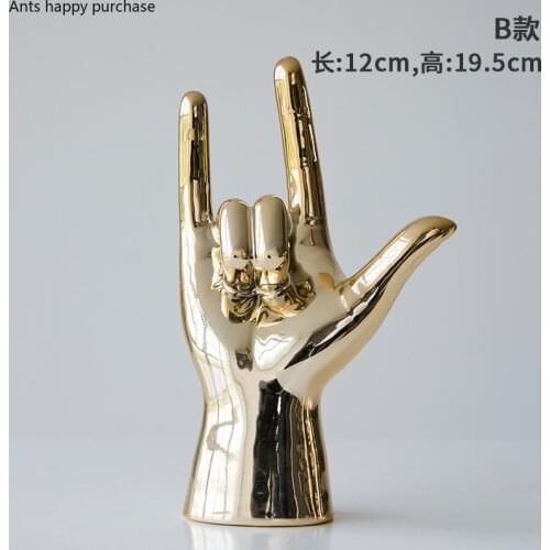 Nordic Gold-plated Creative Finger Arrangement Home Decoration Bar Coffee Shop Model Room Soft Decorative Desktop Arrangement