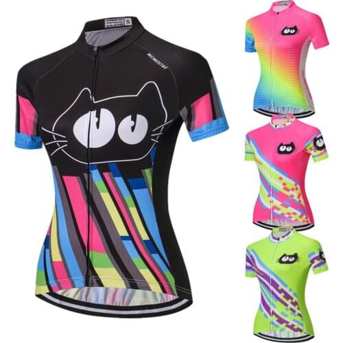 Cycling Jerseys Women Cats Lady Bicycle Clothing Summer Short Sleeve mtb Shirts Breathable Quick Dry Bike Tops S-3XL