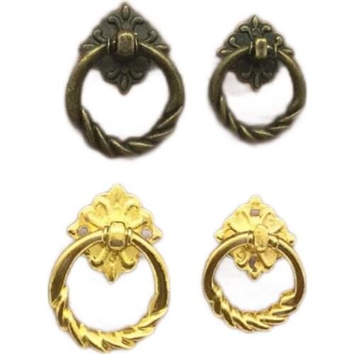 8 Stuks Vintage Lichtmetalen Kast Handvatten Knoppen Keuken Lade Kast Chinese Ring Pull Brons Tone cabinet and drawer knobs