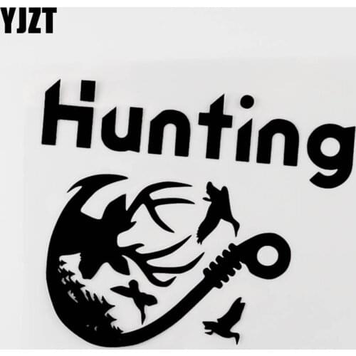 YJZT 15CM×12.8CM Fashion Decal Hunter Deer Duck Vinyl Car Window Sticker Black/Silver 8C-0511