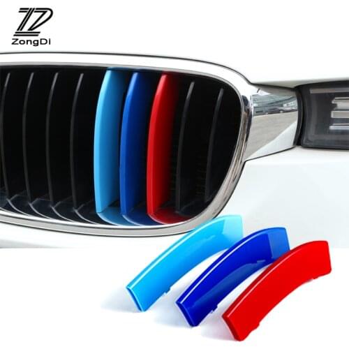 ZD 3pcs 3D M Car Front Grille Trim Sport Strips Cover Motorsport Power Performance Stickers for BMW E39 E60 F10 F07 G30 5 series