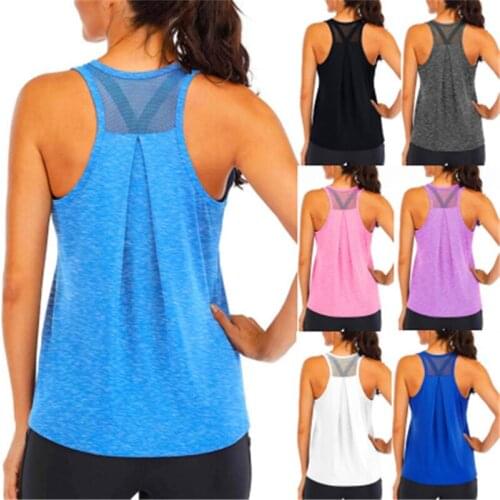 2020Women running shirts sleeveless gym tank tops yoga vest Womens Sportswear quick dry breathable Workout Tank Top fitness clo