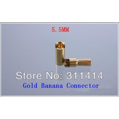 10pairs/lot 5.5mm 5.5 Golden Banana Connectors Plug For RC Battery ESC Brushless Motor High Quality Retail Dropship