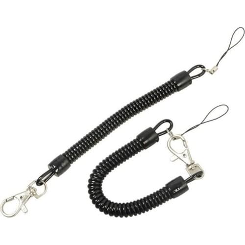 10Pcs Black Coil Springs Keychain Cellphone Snap Hook Holder Retractable Coil Cord Key Chain Holder with Lobster Clasp