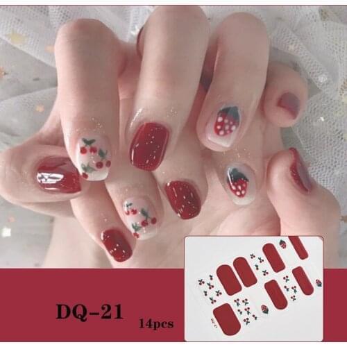 14tips Nail Art Stickers Colorful Adhesive Sticker DIY Manicure Shining Sequins Nail Polish Strips Wraps Accessories for Women