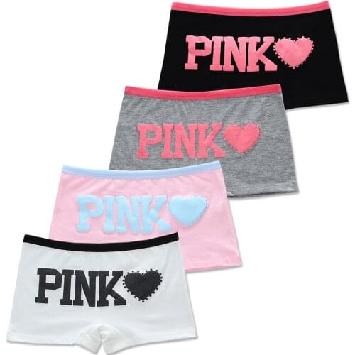 4 Pcs/Lot Cotton Pink Soft Underpants Puberty Adolescent Panties Young Pants Kid Panty Teen Girls Underwear for 8-16 Years Old