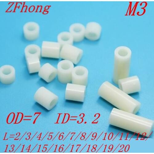 500pcs pcb board spacer M3*2/3/4/5/6/7/8/9/10/11/12/13/14/15/16/17/18/19/20 3mm Non-Threaded Nylon ABS Round Hollow Standoff