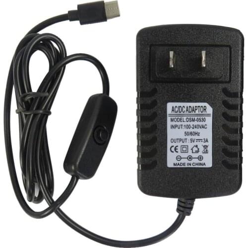 5V/ 3A Type-C Power Adapter For Raspberry Pi 4 /4B USB Power Charger With Switching