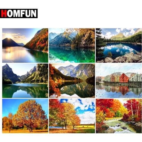 HOMFUN Full diamond Painting "Landscape mountain lake" Resin Drill Embroidery 5D Diy Diamond Painting Handmade Cross Stitch gift