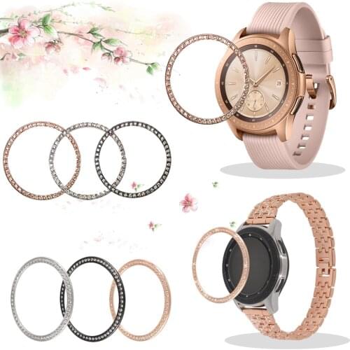 Diamond Bezel Ring for Samsung Galaxy Watch 42mm Rose Gold Metal Adhesive Acces bumper Accessories Case Anti Scratch Frame Cover