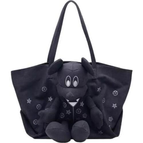 Disney Mouse Shoulder Bags Mickey Cartoon Lady Tote Large Capacity Bag Women Canvas Bag Fashion Handbags Travel Beach Bag