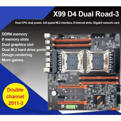 For Intel X99 Dual CPU Motherboard Stable Fast Computer Circuit Board LGA2011-3 PCI-E 3.0 3.0 NVME SATA 3.0 ES-2660v3
