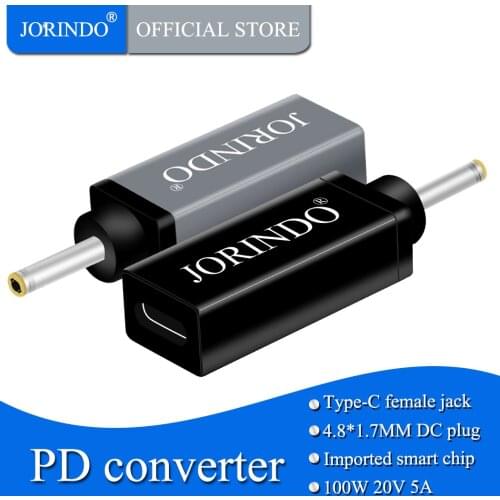JORINDO Type-C female jack to DC4.8*1.7MM male plug Laptop power converter,USB-C to DC4817 Fast charge converter