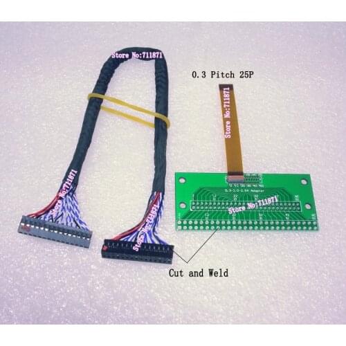 Weld 0.3 to 2.0 2.54 Pitch 25Pin LVDS FPC DIP Adapter Connector 25cm 30P to 30Pin LVDS Cable 6cm 0.3 Pitch 25P FPC Cable Adapter