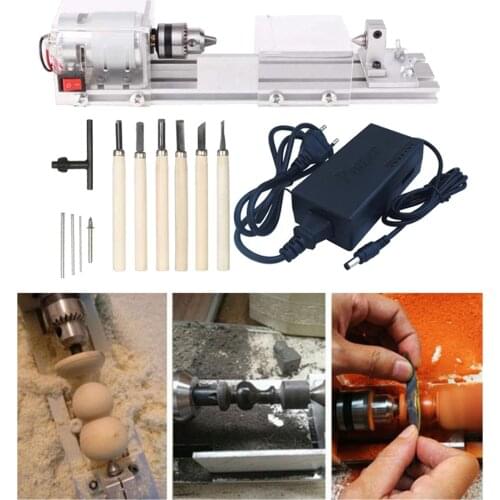 Mini Wood Lathe Machine DIY Woodworking Miniature Mini Lathe Beads Polisher Machine