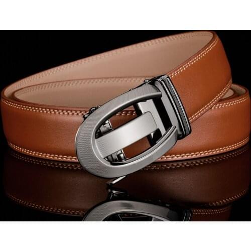 Plyesxale Mens Genuine Leather Belt High Quality New Design Luxury Alloy Automatic Buckle Belt For Men 2020 Casual Belts G68