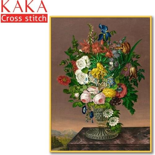 Cross stitch kits,Embroidery needlework sets with printed pattern,11CT-canvas for Home Decor Painting,Flowers Full NCKF308