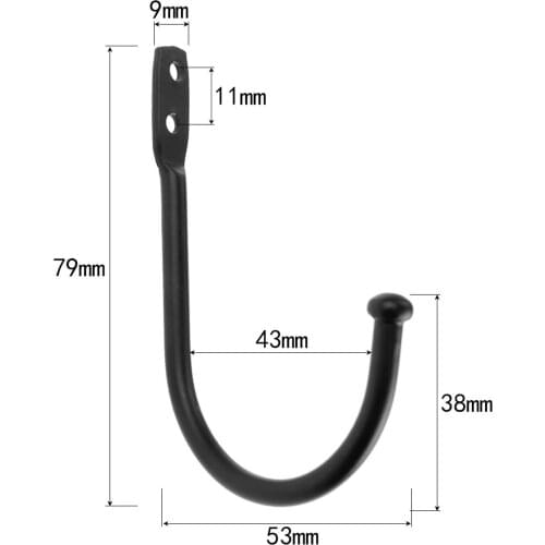 79*53mm Black Zinc Alloy Wall Door Bath Coat Hook Hanger Pot Handbag Bag Hanger Hooks Furniture Hardware