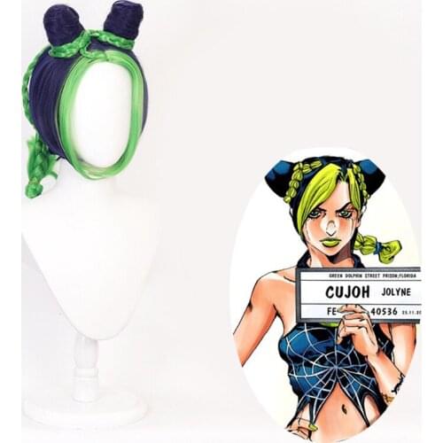 Anime JOJO Stone Ocean Jolyne Cujoh Cosplay hairwear Dark Blue Cosplay Wig +Wig Cap