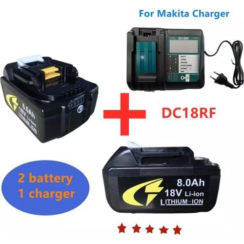 18V Bl1860 Rechargeable 18V 8000mah Li Ion Battery for Makita Bl1840 Bl1850 Bl1830 LXT 400 + Charger Batteries