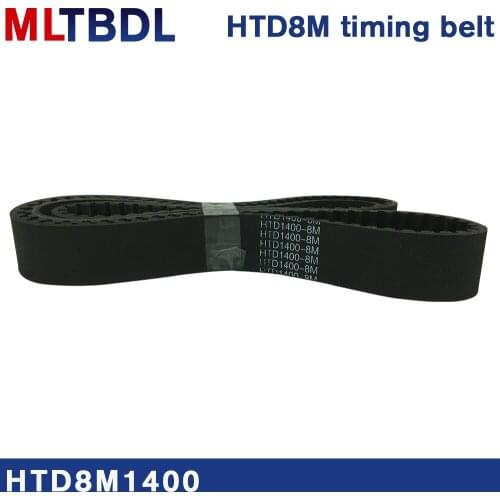 Rubber synchronous belt HTD8M 1400 pitch=8mm arc tooth industrial transmission toothed belt width15/20/30/40