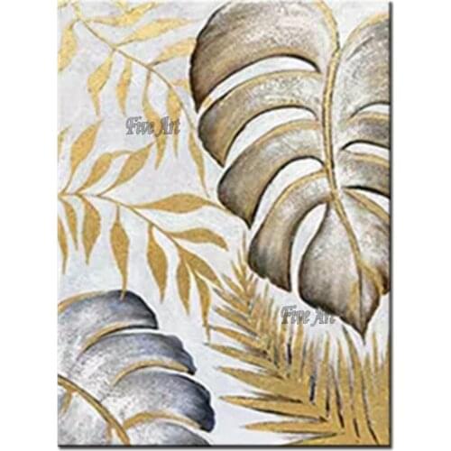 Handmade Pure Golden Feather Oil Painting Picture Art Hand-painted Abstract Wall Decor Paintings Artwork Free Shipping Pieces