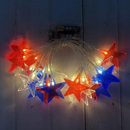 LED Flag LED Stars String Light Battery Power USA Flag T Light Outdoor Independence Day Festival Decoration Home Decor