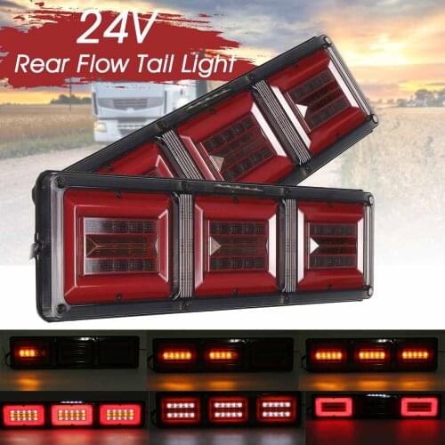 2pcs 24V Led Dynamic Car Truck Tail Light Rear Brake Light Stop Strobe Turn Signal Lamp for Caravan Trailer Boat Lorry